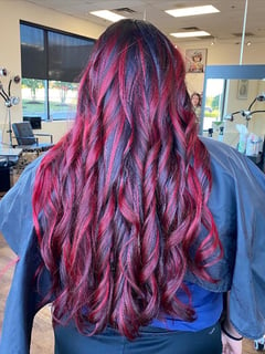 View Red, Hair Color, Women's Hair, Highlights, Fashion Color, Curly, Hairstyles - Tatiana Martinez , Sterling, VA