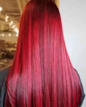 Image of  Women's Hair, Fashion Color, Hair Color, Red, Straight, Hairstyles