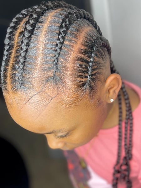 Image of  Girls, Haircut, Kid's Hair, Braiding (African American), Hairstyle, French Braid, Protective Styles