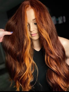 View Long Hair (Mid Back Length), Haircut, Red, Ombré, Blonde, Balayage, Hair Length, Long Hair (Upper Back Length), Foilayage, Layers, Highlights, Hair Color, Women's Hair - Brittany Shadle, New Caney, TX
