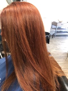 View Blowout, Straight, Blunt (Women's Haircut), Hairstyle, Red, Hair Length, Haircut, Long Hair (Mid Back Length), Full Color, Hair Color, Women's Hair - Heidi Anderson, Nashville, TN