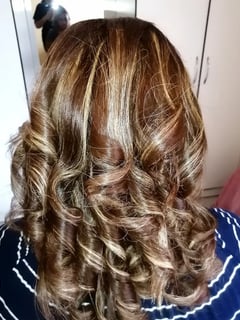 View Women's Hair, Highlights, Hair Color, Blonde, Hair Length, Shoulder Length, Haircuts, Curly, Hairstyles - Celine Seendore, Chatsworth, CA