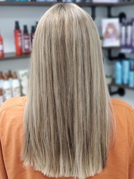 Image of  Women's Hair, Balayage, Hair Color, Blonde, Highlights, Long, Hair Length, Layered, Haircuts