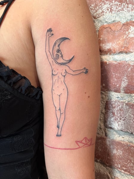 Image of  Tattoos, Tattoo Style, Tattoo Bodypart, Tattoo Colors, Fine Line, Arm , Black 