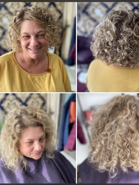 Image of  Curly, Haircuts, Women's Hair, Short Ear Length, Hair Length