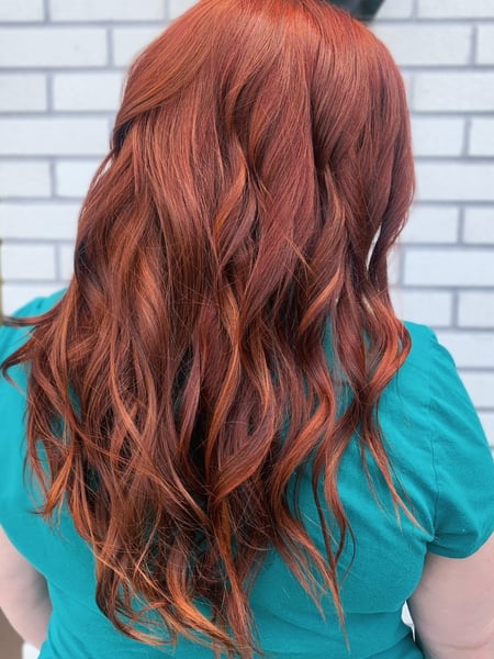 Image of  Women's Hair, Balayage, Hair Color, Red, Beachy Waves, Hairstyles