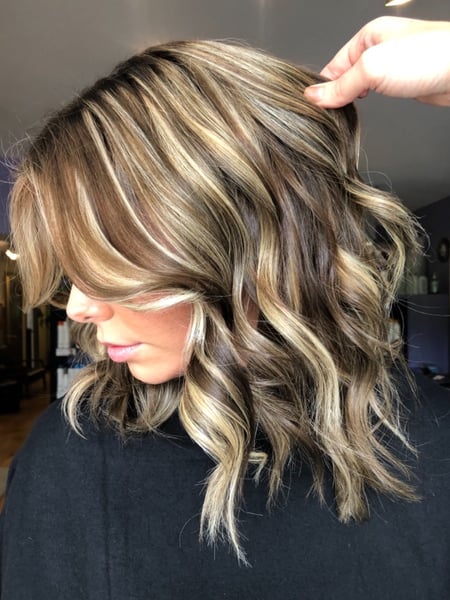 Image of  Women's Hair, Balayage, Hair Color, Blonde, Brunette, Color Correction, Foilayage, Highlights, Ombré, Shoulder Length, Hair Length, Layered, Haircuts, Beachy Waves, Hairstyles
