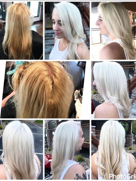 Image of  Women's Hair, Color Correction, Hair Color, Blonde, Long Hair (Mid Back Length), Hair Length, Layers, Haircut