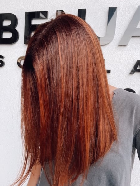 Image of  Women's Hair, Fashion Hair Color, Hair Color, Full Color, Highlights, Red, Long Hair (Upper Back Length), Hair Length, Hair Restoration