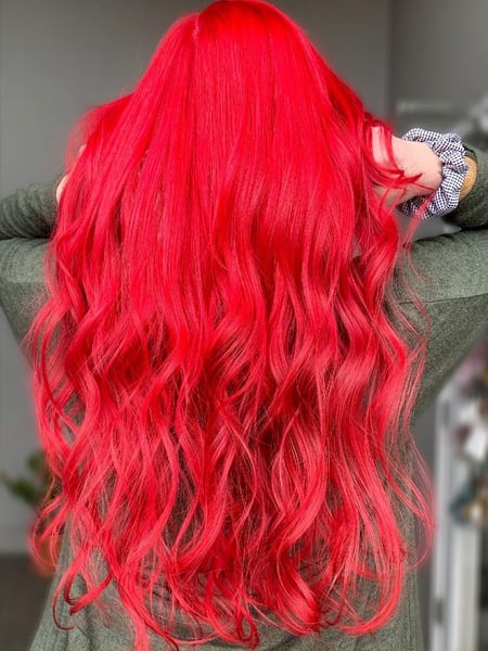 Image of  Long, Hair Length, Women's Hair, Red, Hair Color, Fashion Color, Full Color, Beachy Waves, Hairstyles