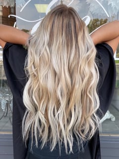 View Women's Hair, Balayage, Hair Color, Long Hair (Upper Back Length), Hair Length, Beachy Waves, Hairstyle, Hair Extensions - Kasey Castetter, Syracuse, NY