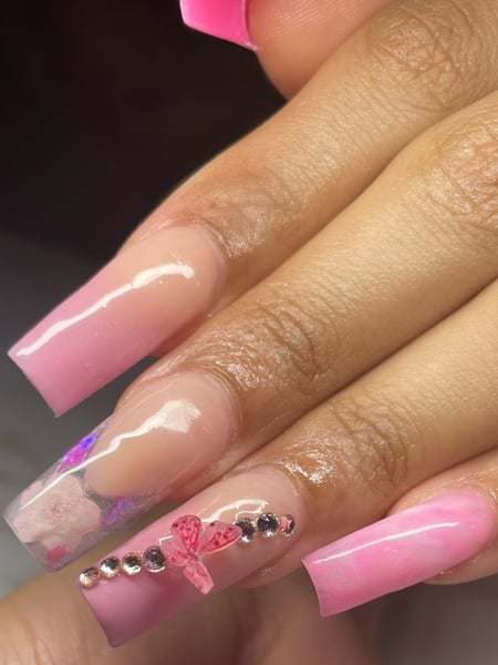 Image of  Manicure, Nails, Long, Nail Length, Medium, Nail Art, Nail Style, Nail Jewels, French Manicure, Reverse French, Accent Nail, Ombré, Mix-and-Match, 3D, Hand Painted, White, Nail Color, Glass, Beige, Pink, Glitter, Gel, Nail Finish, Acrylic, Square, Nail Shape