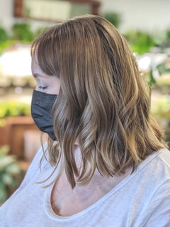 View Haircuts, Hair Length, Blunt, Shoulder Length, Bangs, Hair Texture, 2B, Hair Color, Women's Hair, Curly, Beachy Waves, Hairstyles, Layered, Brunette, Balayage, Blonde, Bob - FRINGE + FERN Collective, Walnut Creek, CA