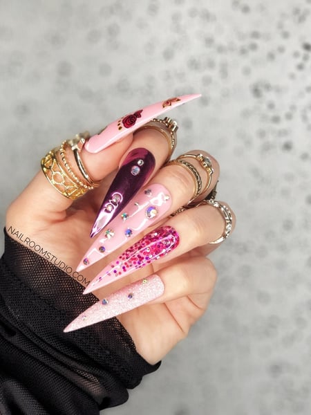 Image of  Nail Length, Nails, Medium, Long, Short, XXL, XL, Nail Style, Nail Art, Airbrush, Hand Painted, Stamps, Color Block, Nail Jewels, French Manicure, Mirrored, Reverse French, Stencil, Accent Nail, Ombré, Stickers, Mix-and-Match, 3D, Treatment, Paraffin Treatment, Nail Color, White, Yellow, Gold, Neon, Light Green, Metallic, Glass, Beige, Green, Blue, Purple, Pink, Black, Matte, Glitter, Pastel, Red, Orange, Brown, Clear, Manicure, Nail Finish, Gel, Acrylic, Dip Powder, Basic Nail Polish, Pedicure, Nail Shape, Round, Squoval, Edge, Arrowhead, Mountain Peak, Oval, Stiletto, Square, Almond, Coffin, Ballerina, Lipstick, Flare