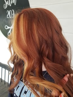 View Haircuts, Women's Hair, Layered, Blunt, Curly, Keratin, Permanent Hair Straightening, Beachy Waves, Hairstyles, Curly, Red, Hair Color, Highlights, Blonde, Long, Hair Length - Savannah Parker, Eden, NC
