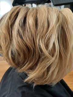 View Hair Color, Blonde, Shaved (Women's Haircut), Hairstyle, Women's Hair, Beachy Waves, Haircut, Bob, Balayage - Becki Kennedy, Saint Charles, IL