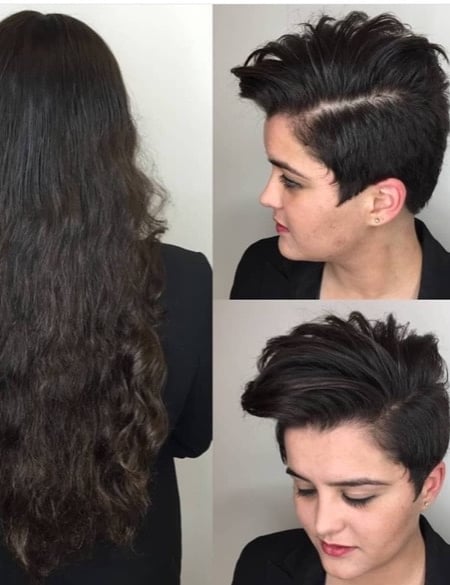 Image of  Women's Hair, Blowout, Hair Length, Short Ear Length, Pixie, Haircuts, Curly, Hairstyles, Straight, Natural