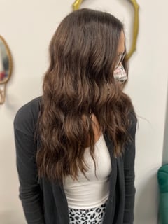 View Hair Color, Women's Hair, Balayage, Brunette Hair, Long Hair (Mid Back Length), Hair Length, Hair Extensions, Hairstyle - Malayne Rybolt, Avon, IN