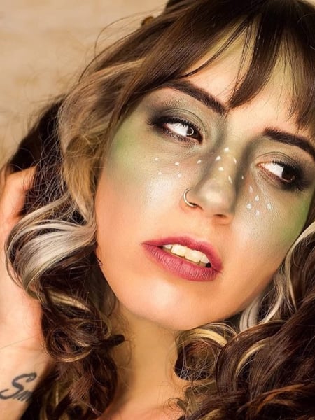 Image of  Makeup, Olive, Skin Tone, Glam Makeup, Look, Halloween, Green, Colors