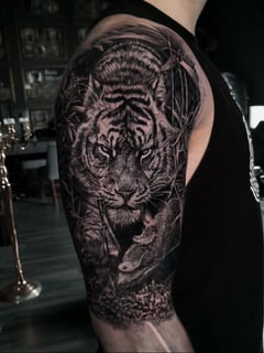View Tattoos, Shoulder, Portrait, Black & Grey, 3D, Realism, Tattoo Bodypart, Tattoo Style - Etgar Oak, Massapequa, NY