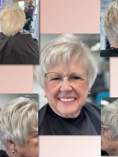 View Women's Hair, Haircuts, Layered, Short Ear Length, Pixie, Hair Color, Silver - Kerri Robinson, Excelsior Springs, MO