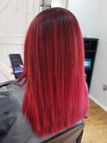 Image of  Women's Hair, Fashion Color, Hair Color, Red, Straight, Hairstyles