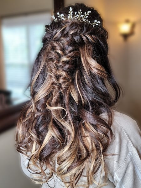 Image of  Women's Hair, Blowout, Beachy Waves, Hairstyles, Boho Chic Braid, Bridal, Curly, Hair Extensions, Natural