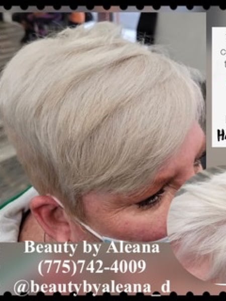 Image of  Blonde, Hair Color, Women's Hair, Pixie, Short Ear Length, Hair Length