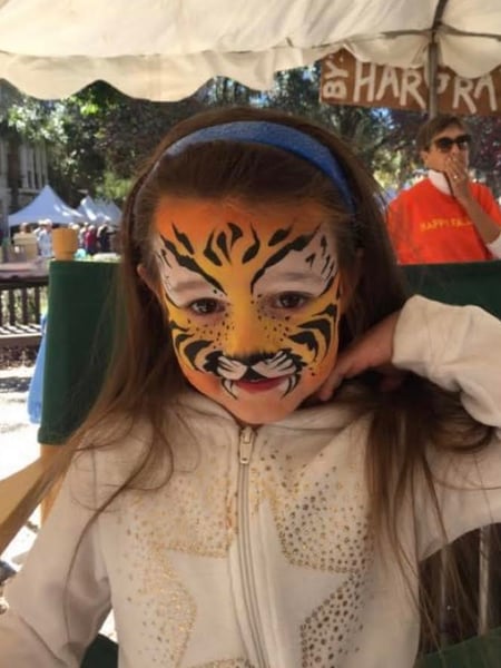 Image of  Face Painting, Animals, Tiger, Embellishments, Glitter