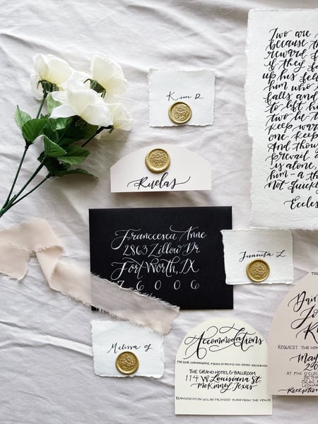 Image of  Calligraphy, Calligraphy Service, Envelope Addressing, Place Cards, Wedding Stationary, Handwritten Letters
