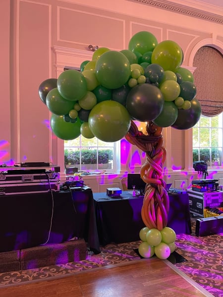 Image of  Balloon Decor, Arrangement Type, Balloon Composition, Event Type, Birthday, Baby Shower, Wedding, Holiday, Corporate Event, Colors, Green, Brown, Balloon Column