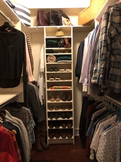 View Hanging Clothes, Professional Organizer, Closet Organization, Hats, Handbags, Jewelry, Folded Clothes, Shoe Shelves - Esther Friedman, Montclair, NJ