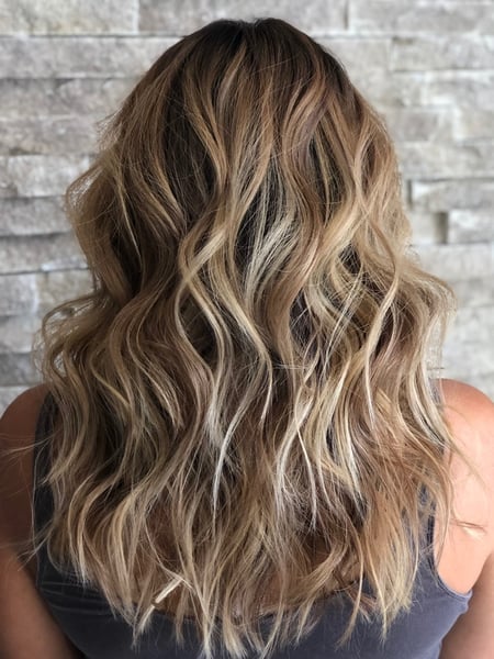 Image of  Women's Hair, Balayage, Hair Color, Blonde, Brunette, Foilayage, Highlights, Long, Hair Length, Medium Length, Layered, Haircuts, Beachy Waves, Hairstyles
