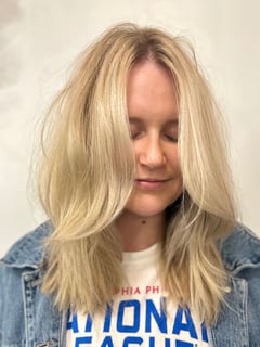 View Blonde, Balayage, Women's Hair, Hair Color, Layered, Hair Length, Medium Length, Haircuts - Lauren L Rhodes, Philadelphia, PA