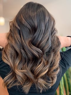 View Layers, Haircut, Long Hair (Mid Back Length), Hair Length, Ombré, Balayage, Foilayage, Brunette Hair, Hair Color, Blowout, Women's Hair, Curls, Hairstyle - Anthony Barbuto, San Francisco, CA