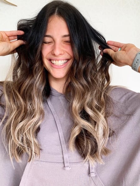 Image of  Women's Hair, Blowout, Hair Color, Balayage, Black, Brunette, Blonde, Foilayage, Ombré, Hair Length, Long, Medium Length, Layered, Haircuts, Beachy Waves, Hairstyles
