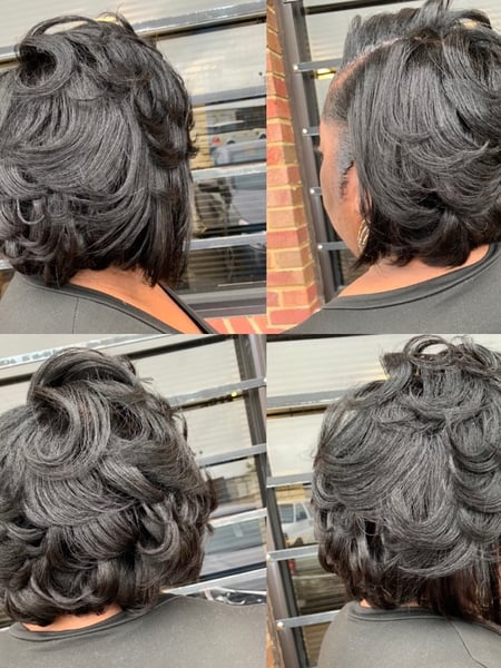 Image of  Women's Hair, Black, Hair Color, Shoulder Length, Hair Length, Bob, Haircuts, Curly, Hairstyles, 3B, Hair Texture, Silk Press, Permanent Hair Straightening, Perm Relaxer, Perm