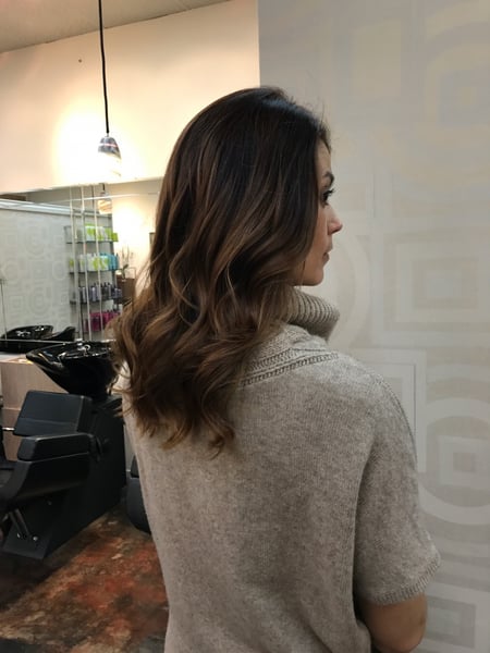 Image of  Layered, Haircuts, Women's Hair, Curly, Hairstyles, Highlights, Hair Color, Balayage, Brunette