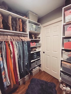 View Professional Organizer, Home Organization, Master Closet, Closet Organization, Hanging Clothes, Shoe Shelves, Folded Clothes - Lindsey Bennefield, Greer, SC