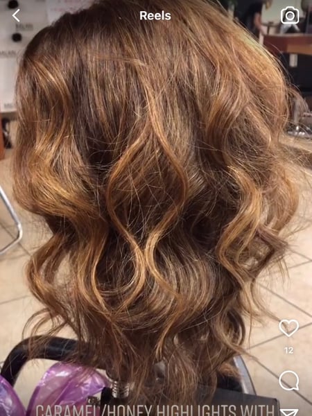 Image of  Layered, Haircuts, Women's Hair, Beachy Waves, Hairstyles, Curly, Highlights, Hair Color