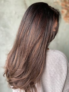 View Women's Hair, Blowout, Hair Color, Balayage, Brunette, Color Correction, Foilayage, Highlights, Hair Length, Long, Layered, Haircuts - Ashley Cohee, Nashville, TN