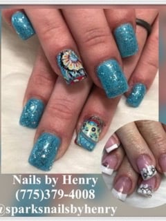 View Nails, Medium, Nail Length, Nail Shape, Square, Nail Finish, Acrylic, Nail Color, Blue, Mix-and-Match, Nail Style, Stickers - Henry Lopez, Sparks, NV