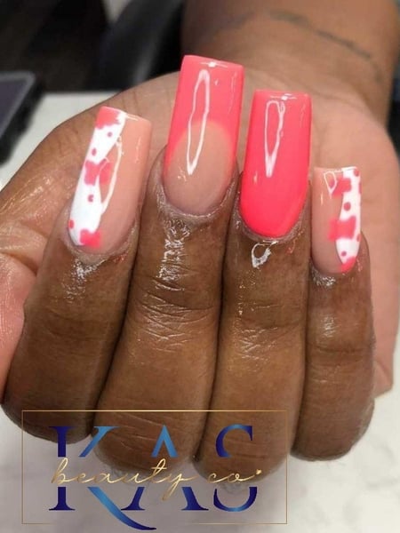 Image of  Nails, Acrylic, Nail Finish, Medium, Nail Length, Beige, Nail Color, Pink, Hand Painted, Nail Style, French Manicure, Nail Art, Square, Nail Shape