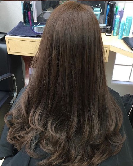 Image of  Women's Hair, Brunette, Hair Color, Color Correction, Long, Hair Length, Layered, Haircuts