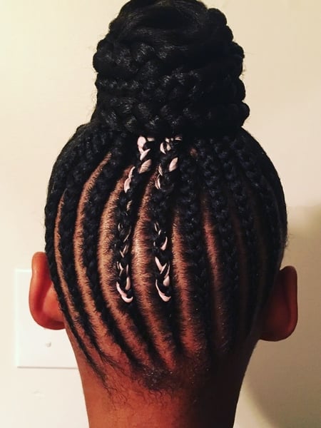 Image of  French Braid, Hairstyle, Kid's Hair, Braiding (African American), Updo, Protective Styles