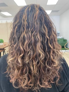 View Medium Length, Hair Length, Women's Hair, Curly, Haircuts, Layered, Color Correction, Hair Color, Curly, Hairstyles - Lisa Badillo, Melbourne, FL