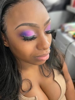 View Makeup, Brown, Skin Tone, Daytime, Look, Glitter, Colors, Purple - Myreisha Nickens, Baltimore, MD