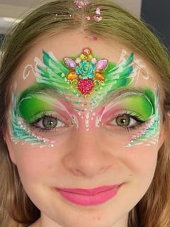 View Face Painting, Characters, Fairy, Angel, Princess, Shapes & Things, Mask, Crown, Embellishments, Glitter, Gems - Leana Kane, Elgin, IL