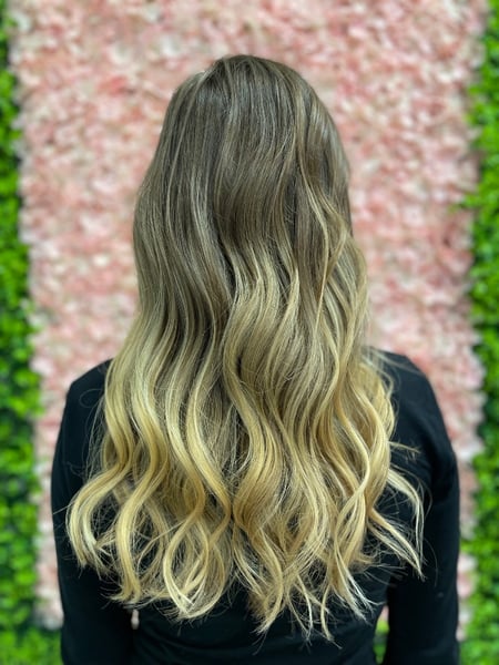 Image of  Haircuts, Ombré, Blonde, Balayage, Blowout, Long, Hairstyles, Beachy Waves, Curly, Women's Hair, Hair Color, Layered, Hair Length, Medium Length, Foilayage