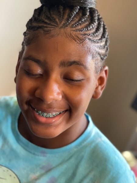 Image of  Kid's Hair, Braiding (African American), Hairstyle, Updo